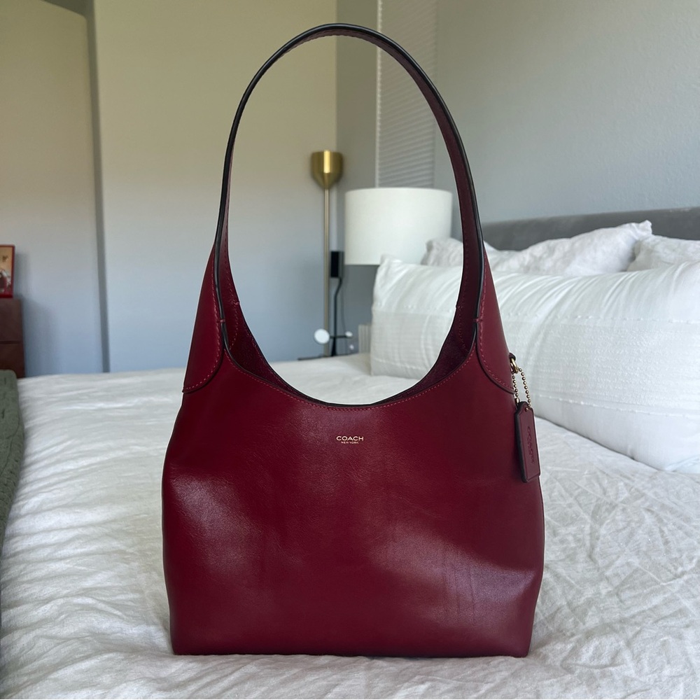 Coach Brooklyn Shoulder Bag 28 Dark Ruby Leather Bag